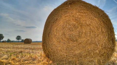Bale of hay - time lapse Stock Footage 33614951
