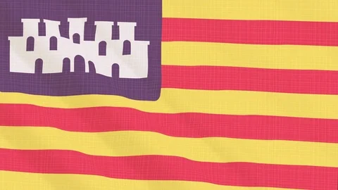 Balearic Islands flag waving in the wind. Background with rough textile texture Stock Footage 83836853