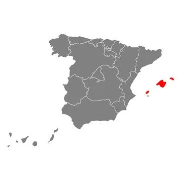 Balearic Islands of Spain map symbol shape, travel web flat vector illustrati Stock Illustration