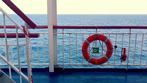 Balearic Sea, Spain  - 20 August 2024: Sea view from the ferry Stock Footage 282405330