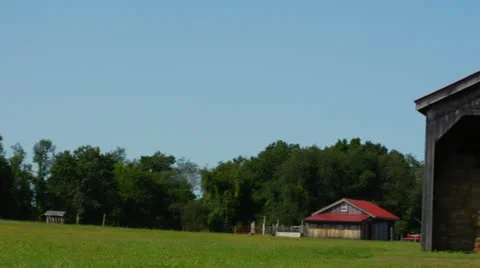 Bales of Hay in Barn Stock Footage 12330569