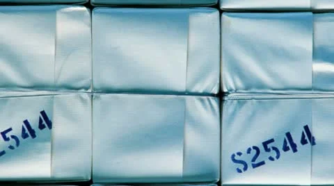 Bales of raw paper pulp Stock Footage 20543875