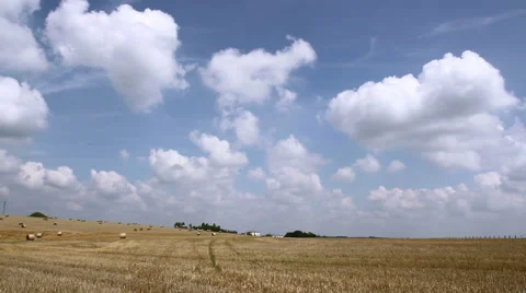 Bales of straw on a field. Stock Footage 41330589