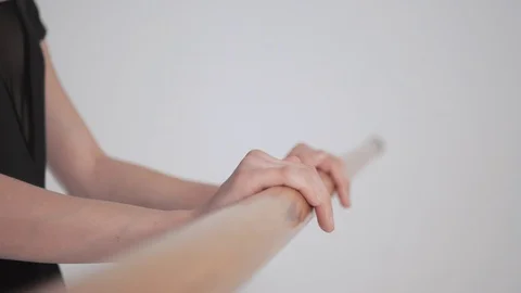 Balett Barre Workout Motion Close Up Stock Footage 128077897