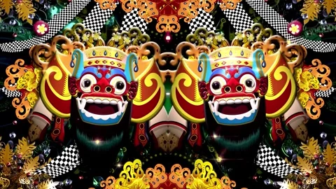 Bali Barong Mask Background 02 Stock Footage 315550053