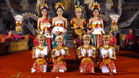 Bali Dancing Girls Portrait Stock Footage