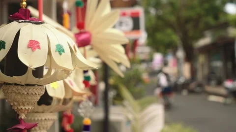 Bali decorations on street Stock Footage 61043242