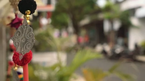 Bali decorations on street Video stock 61044018