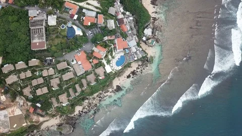 Bali Drone view 4k waves and land Video stock 100601944