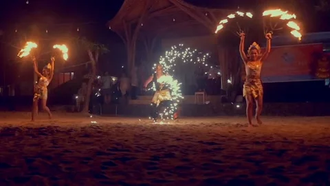 Bali fire Dance reverse Stock Footage