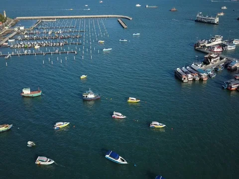 Bali Hai pier and the core of the Pattaya city, Chonburi, Thailand Stock Footage 77326012
