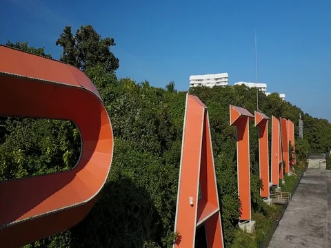 Bali Hai pier and the core of the Pattaya city, Chonburi, Thailand Stock Footage 77326097