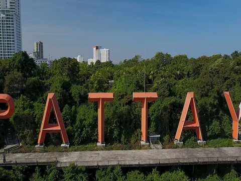 Bali Hai pier and the core of the Pattaya city, Chonburi, Thailand Video stock 77326144
