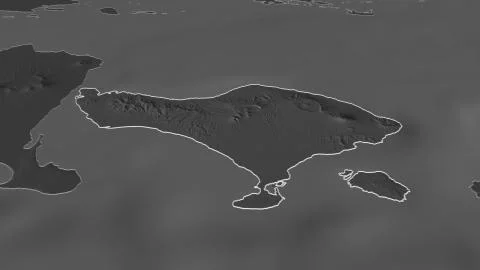 Bali, Indonesia. Bilevel elevation map with surface waters Stock Illustration