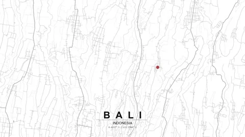 Bali Indonesia map with GPS location pin and road network Stock Footage 333449923