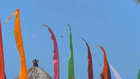 Bali long flags on a beach Stock Footage 221114871
