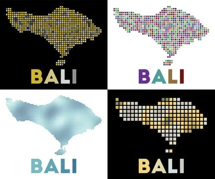 Bali map. Collection of map of Bali in dotted style. Borders of the island .. Stock Illustration