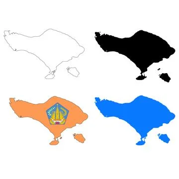 Bali Map icon. Bali Map Clipart. Bali Flag Map sign. Bali Indonesia Outline Stock Illustration