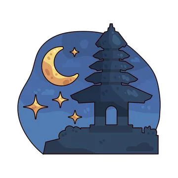 Bali night sky illustration Ilustração Stock