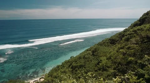 Bali ocean view from a cliff covered with forest Stock Footage 63545581