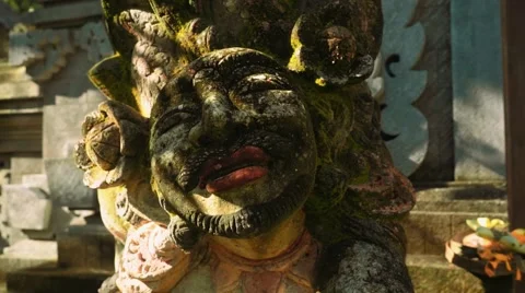 Bali pretty man statue, camera circles Stock Footage 66675811
