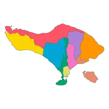 Bali regencies map symbol shape, travel web flat concept icon symbol vector Stock Illustration