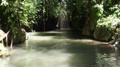 Bali river and waterfall drone footage Stock Footage 144159591