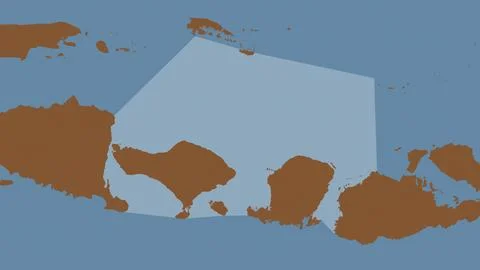 Bali Sea highlighted on a tiled pattern colored map Stock Illustration