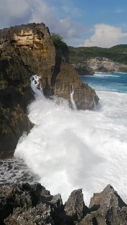 Bali sea with splashed water Stock Footage 256578033