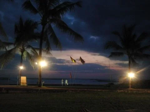 Bali sunset beach with trees Stock Photos