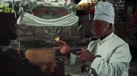 Bali Temple Priest Stock Footage 64720501