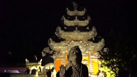 Bali Temple with Statue Stock Footage 64720763