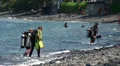 Bali-Tulamben dive location with scuba divers HD Footage