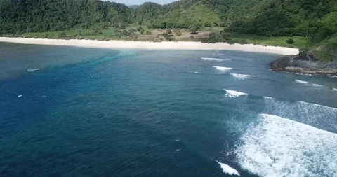 Bali White Sand Beach Drone Shot Stock Footage 106236282