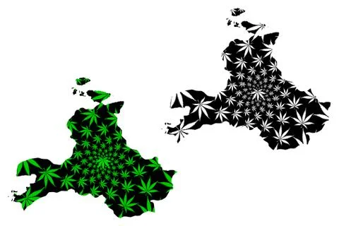 Balikesir (Provinces of the Republic of Turkey) map is designed cannabis leaf Stock Illustration