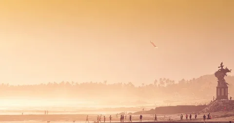 Balinese beach at sunset Color graded Stock Footage