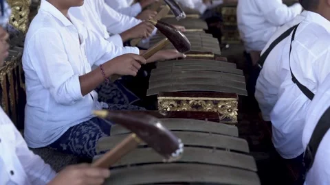 Balinese gamelan player Stock Footage 296101148