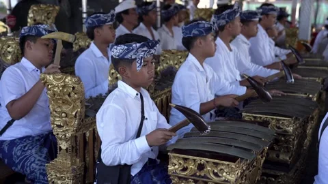 Balinese gamelan player Stock Footage 296101152
