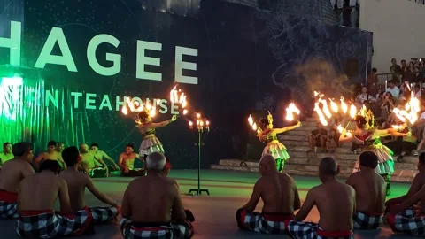 Balinese Kecak Fire Dance and Ramayana Show in Kuta Bali Stock Footage 335649596