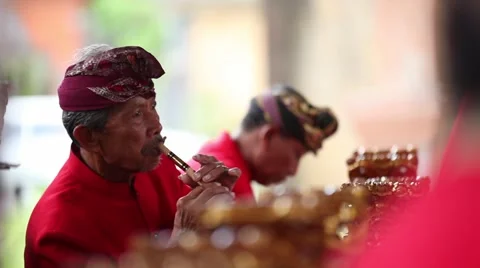 Balinese man with flute Stock Footage 57519308