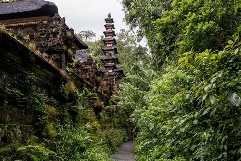 Balinese Meru Shrine in Tropical Ubud Temple Complex Stock Photos