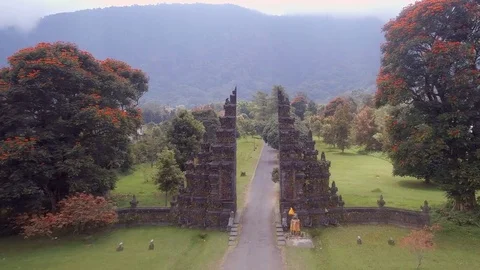 Balinese Split Gate Candi Bentar in Bali on an Early Morning Stock Footage 79830218