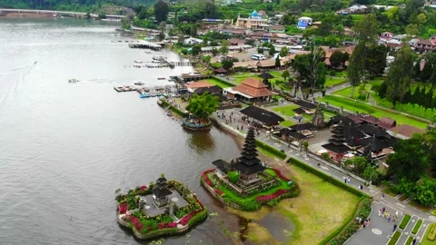 Balinese temple floating on the water in Northern Bali 4K Stock Footage