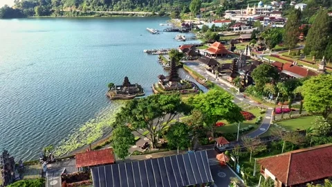 Bali’s Hidden Gem: Aerial Tour of Bedugul and Lake Beratan Stock Footage 293174673