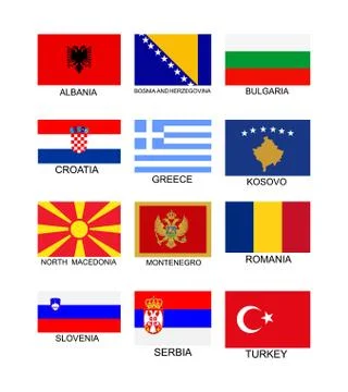 Balkan states flag collection vector illustration isolated Stock Illustration