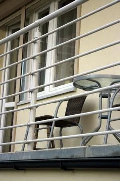 Balkony on first storey walled off Stock Photos