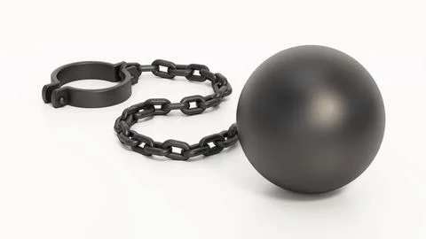 Ball and chain isolated on white background. 3D illustration Stock Illustration