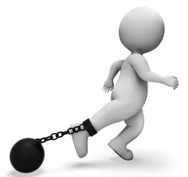 Ball And Chain Represents Held Back And Bound 3d Rendering Stock Illustration