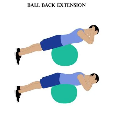 Ball back extension exercise strength workout vector illustration Illustrazione stock