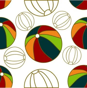 Ball Beach Pattern Seamless Design Template Vector Illustrazione stock